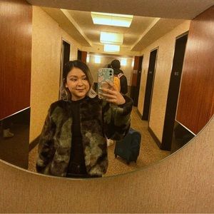 Faux fur army coat from fashion nova